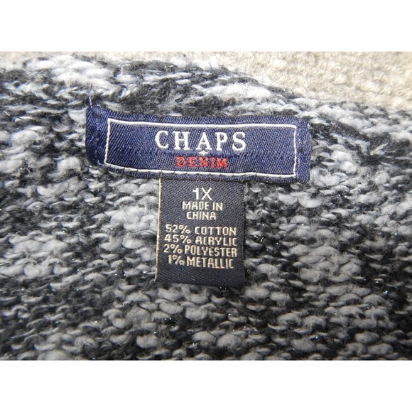 Chaps Sweater Womens Plus Size 1X Gray Metallic Long Sleeve Round Neck‎ - Picture 3 of 7